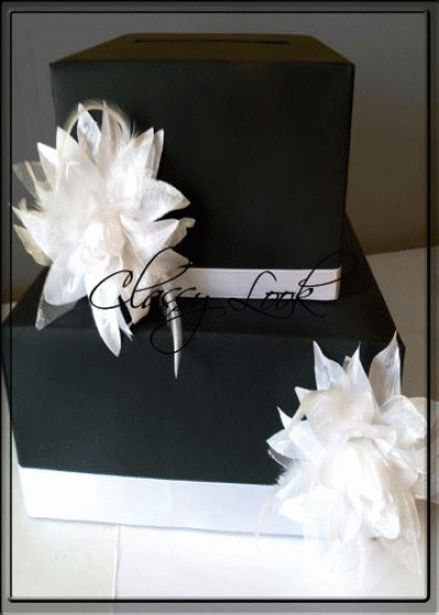 Кутия за сватбени подаръци в черно- модел Black and White